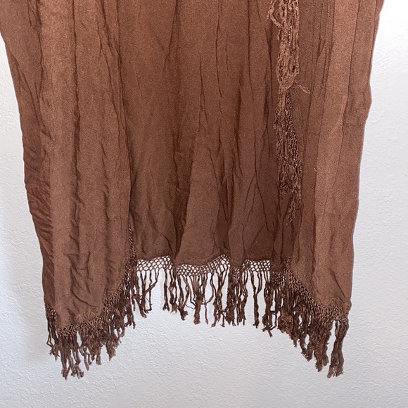 Zagora Fringe Throw On Sleeved Cape - Picture 5 of 6